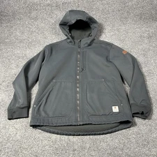 Rugged Elements Jacket Mens Large Gray Fleece Lined Hooded Softshell Workwear