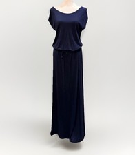 Navy Blue Low Back Women’s Gap Med Maxi Dress Drawstring Soft Knit Stretch Dress