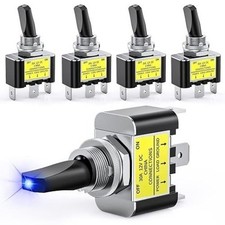 5PCS LED Toggle Switch ON Off 12V 30A Blue LED Li Color: 3Pin LED Blue - 5Pack