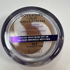 COVERGIRL + OLAY Simply Ageless Wrinkle Defying Foundation, 260 Classic Tan- NEW