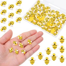 45 Pcs Tiny Resin Bees Small Plastic Bumble Bee Decor Honey 14MM, yellow