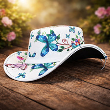 Women  s Floral Printed Leather Cowgirl Hat   Western Party Costume Accessory