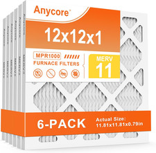12x12x1 AC Furnace Air Filter 6 Pack MERV 11 HVAC Pleated Filters MPR 1000