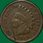 1909 Indian Head Cent Very Good VG Coin, Planchet Flaw Error #37169