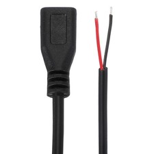 1M/3.3Ft Micro USB Female Plug Bare Wire Cable, 22AWG 12V 3A 2 Pin 4 Pcs