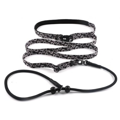 QQPETS Adjustable Slip Lead Dog Leash, Hands Free Waist 7 feet, White Daisy