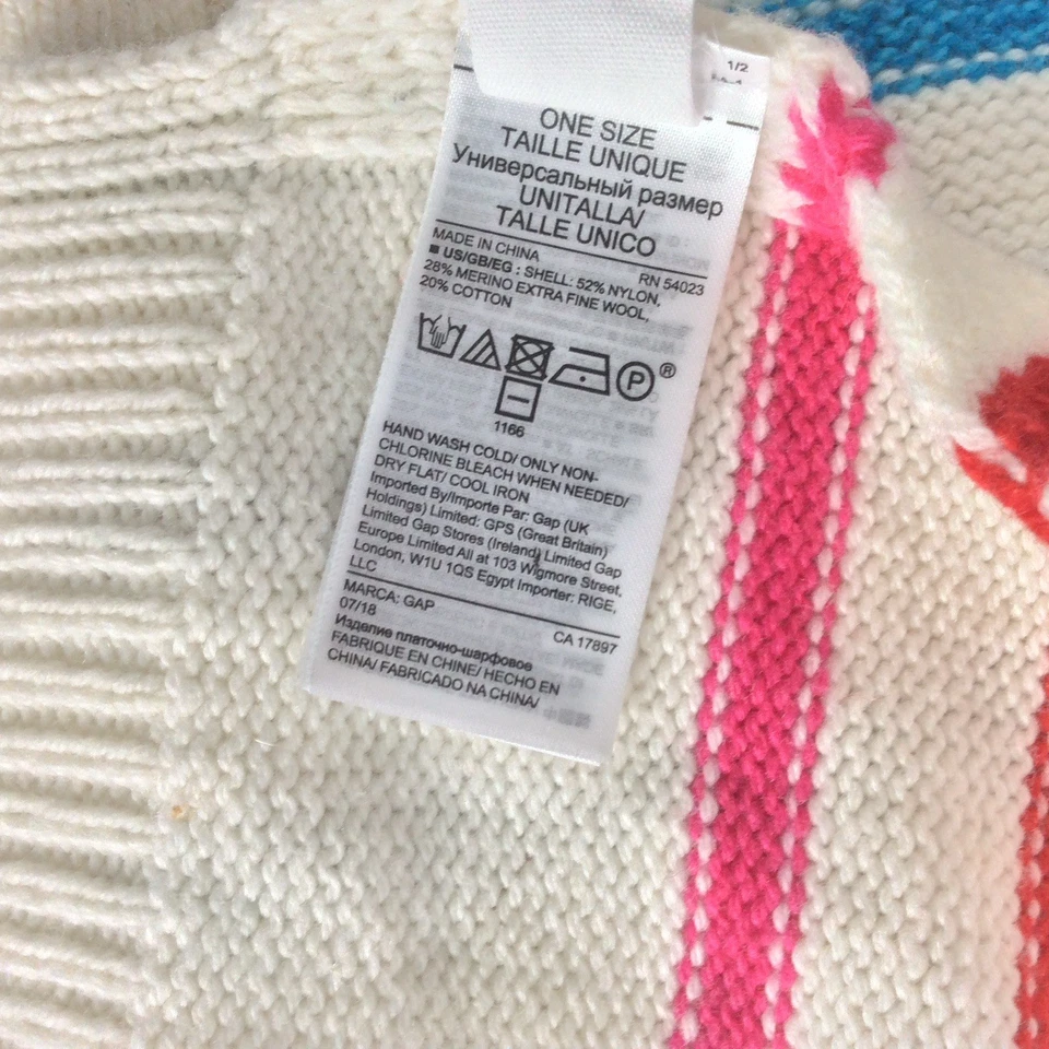 GAP Mezcla de Lana Merino Multicolor Rayas Tejido Suéter Bufanda Unisex 6 Pies de Largo Foto 3 de 4