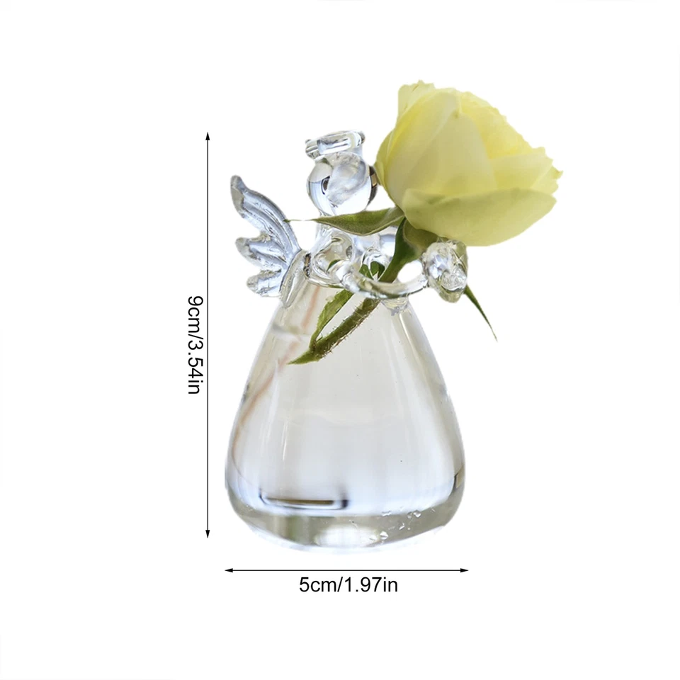 Jarrón de vidrio transparente con flores de ángel de la guarda jarrones con flores adornos de boda Foto 4 de 4