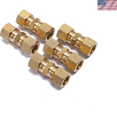 Reliable 7/16 OD Brass Compression Union Fitting - Pack of 5 for Versatile Use