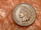 1876 Indian Head Cent Penny AU. About Uncirculated Semi-Key-Date #1