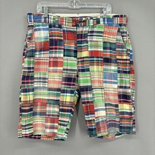 Polo Ralph Lauren Shorts Mens 36 Patchwork Madras Plaid Chino Bermuda 12" Preppy