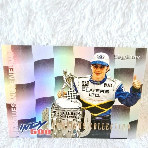 2 Jacques Villeneuve Rare Trading Card Inserts 1996 Fleer Skybox Indy 500 Racing - Image 3 of 4