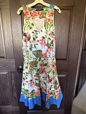 TOMMY HILFIGER Womens Sleeveless V Neck Handkerchief Midi Fit + Flare Dress Med