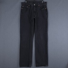 Vintage Levis 501 Jeans Mens 34x34 Fits 32x33 Black Straight Button Fly Denim