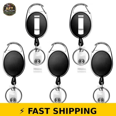 Teskyer Badge Reel 5 Pack Retractable ID Holders with Clip