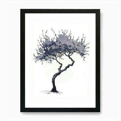 Pflaumenbaum Pixel Illustration 2 Kunst gerahmtes Wandbild Poster Leinwanddruck Bild