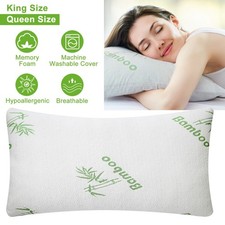 Bamboo Pillow Shredded Memory Foam Queen/King Size Hypoallergenic Good Sleep
