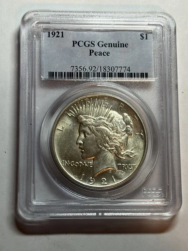 1921 High Relief Peace Dollar PCGS Genuine Looks UNC Nice Luster Key Date