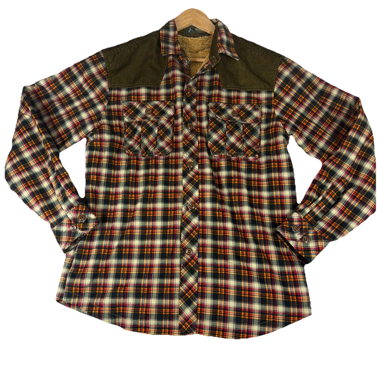 Vintage 90's Outdoor Series Shirt Mens L Brown Plaid Flannel Work Shacket