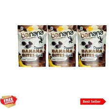 Organic Dark Chocolate Dipped Chewy Banana Bites, 3.5 Ounce Bag Pack of 3