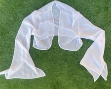 White Sheer Chiffon Bolero Shrug Wrap Jacket Long Sleeve Size M festival concert
