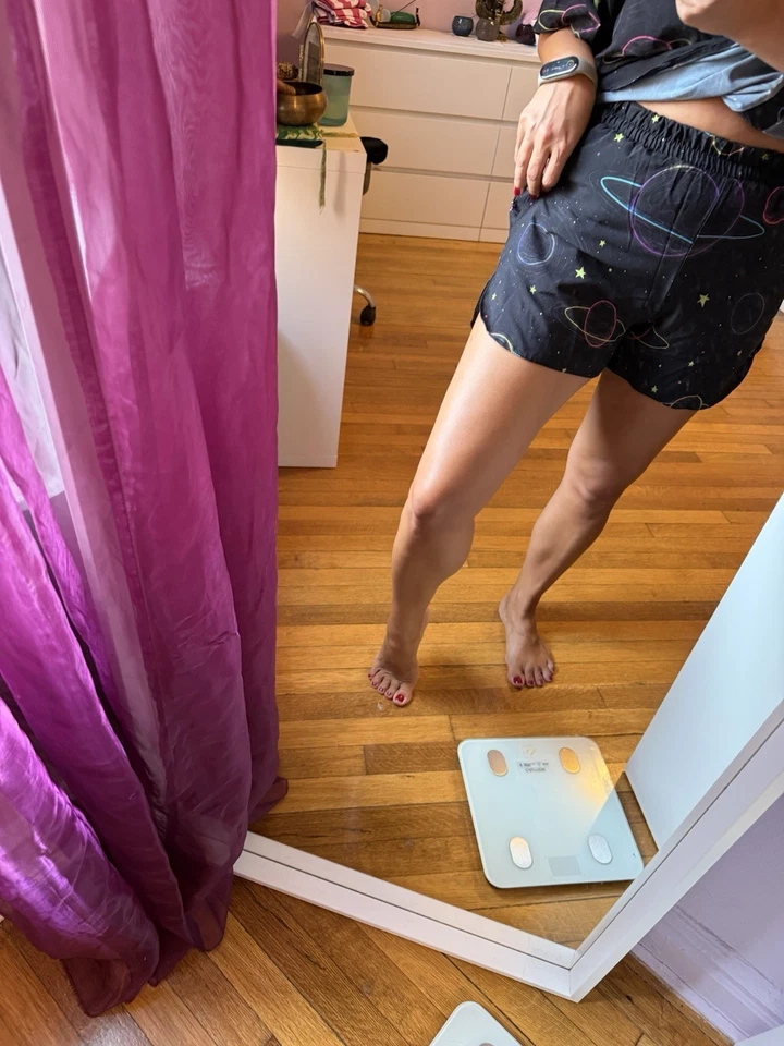 Conjunto de pijama de mujer manga corta, azul oscuro/espacio, talla S/P, súper suave, único Foto 3 de 3