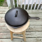 Restored Vintage Unmarked Wagner Cast Iron Chicken Fryer Deep Skillet w/Lid