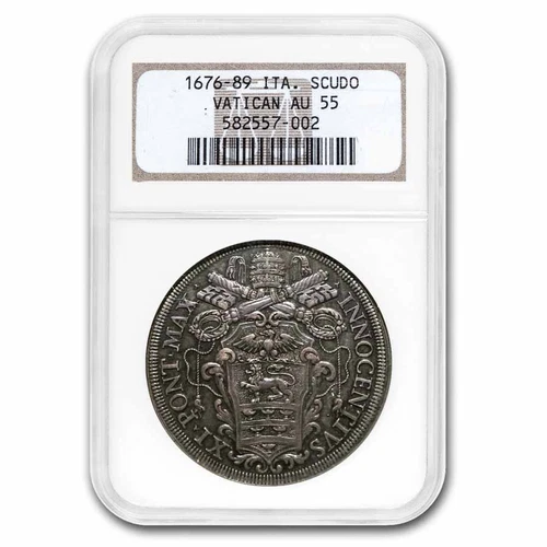 1676-89 Papal States Silver Scudo Innocent XI AU-55 NGC