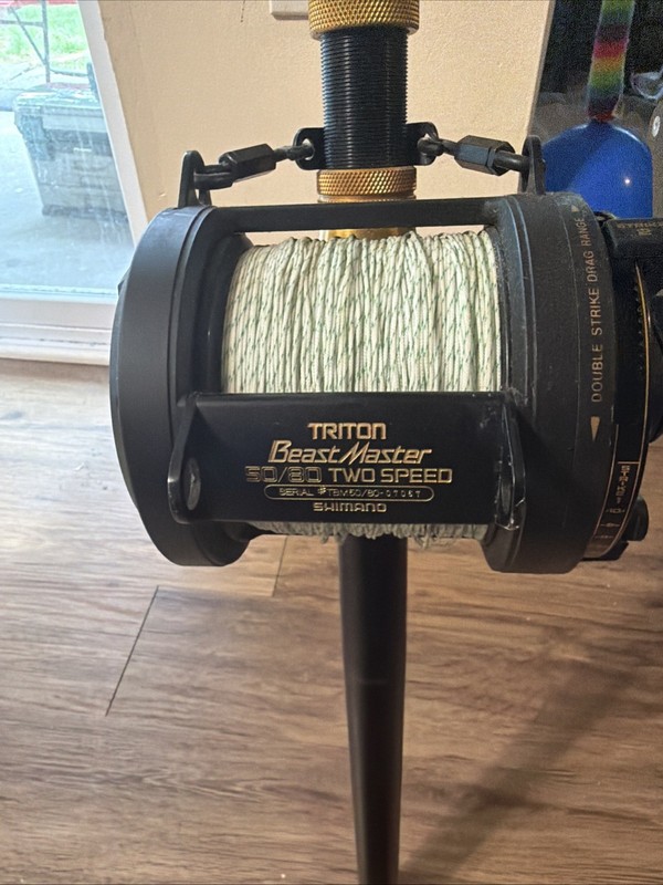 Vintage Shimano Triton BeastMaster 50/80 Two-Speed Lever With Penn Igfa 80 Rod