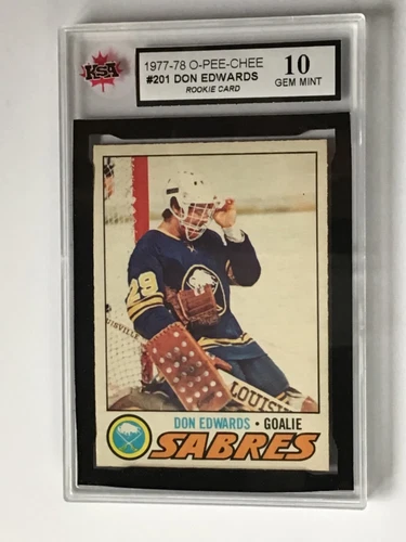 1977-78 O-PEE-CHEE NHL HOCKEY CARD #201 DON EDWARDS RC KSA 10 GEM MINT - NOT PSA