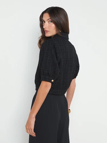 L'AGENCE Cove Cropped Tweed Sakko Schwarz - Bild 3 von 5
