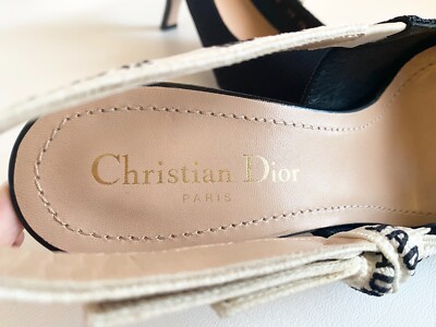 CHRISTIAN DIOR J'ADIOR FABRIC & RIBBON BLACK NOIR SHOES SLINGBACK