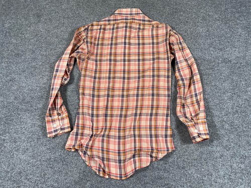 VTG 80s Western Style Shirt Adult Small Orange Plaid JCPenney Rockabilly - Picture 2 of 9