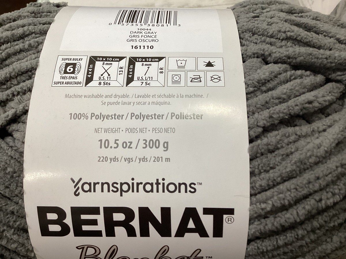 Bernat Blanket Yarn, XL Skeins oz Super Bulky 6, Dark Grey