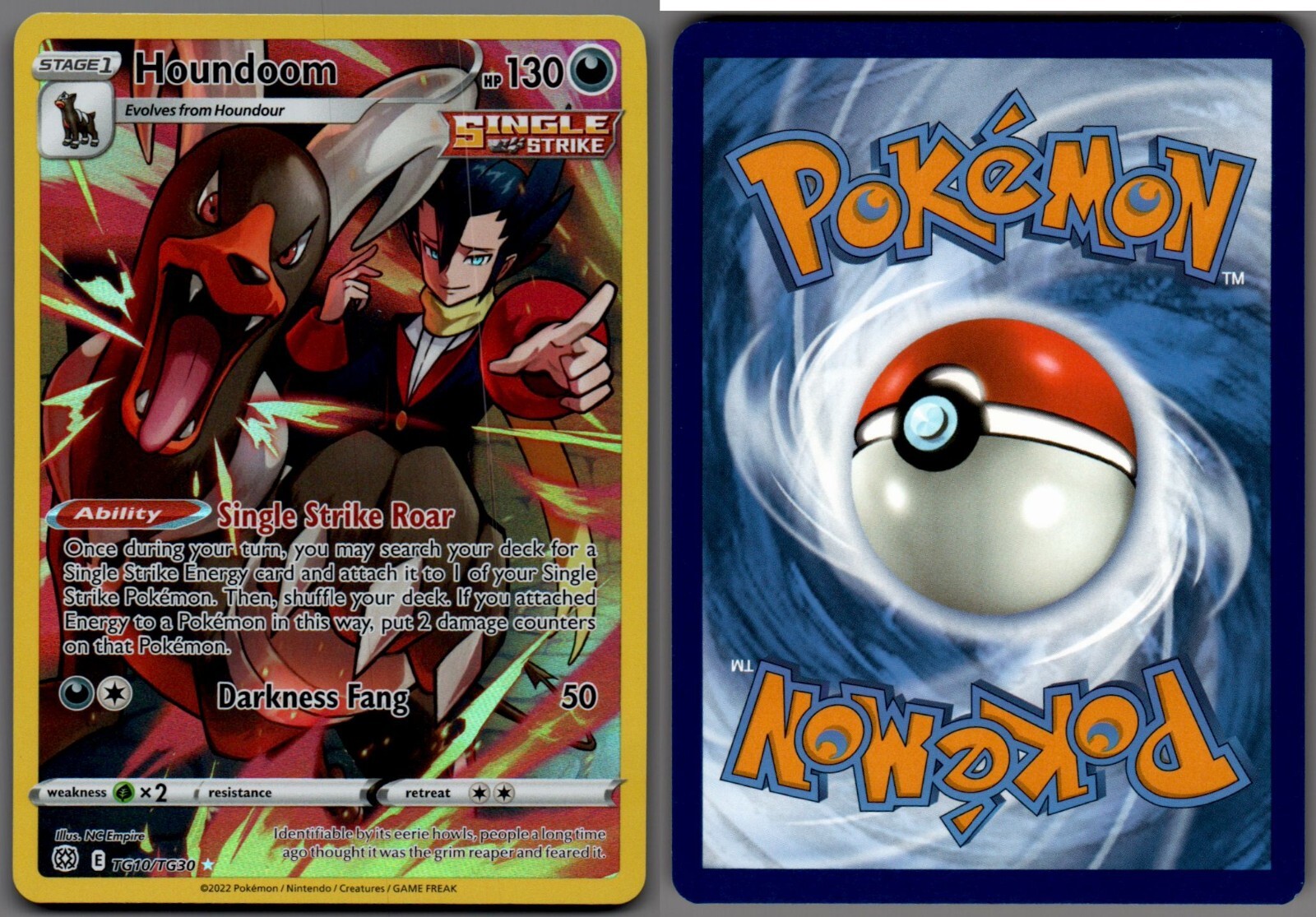 2022 Pokemon, Brilliant Stars Trainer Gallery, #TG10/TG30 Houndoom, Holo Rare