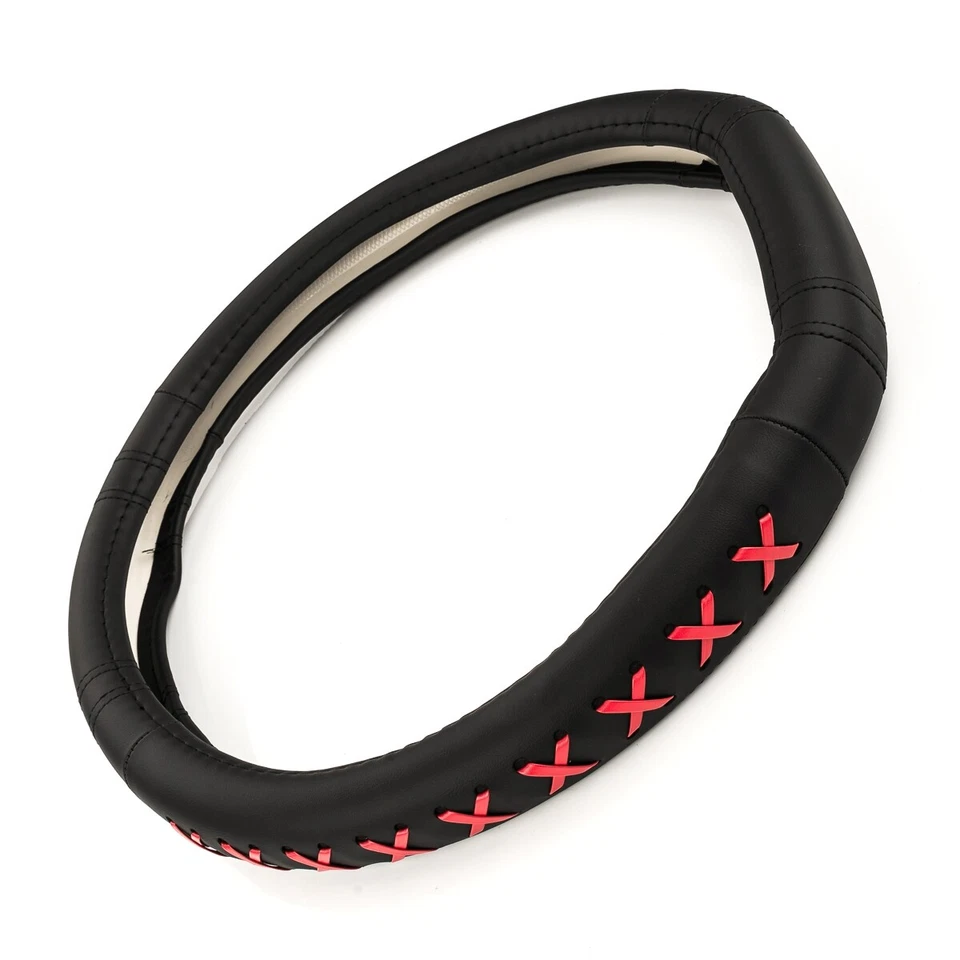 Cubierta Del Volante Del Ø 38x9CM 15x3, 5 Pulgadas Negro Rojo para Daihatsu - Imagen 3 de 4