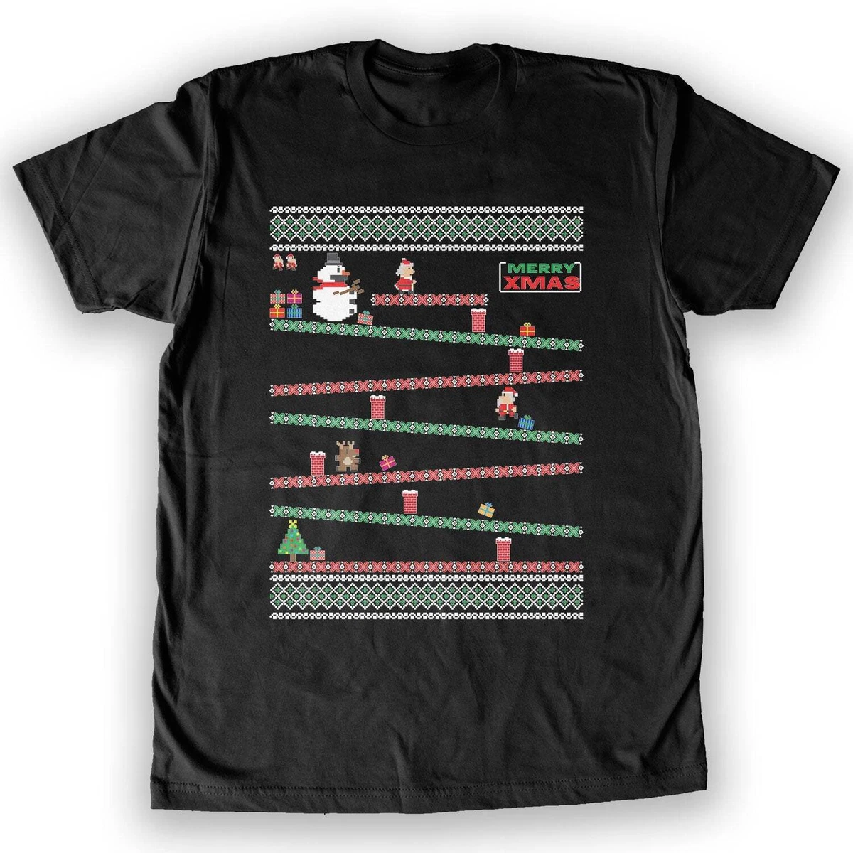 Function 8 Bit Santa Arcade Ugly Christmas Sweater Men s Fashion
