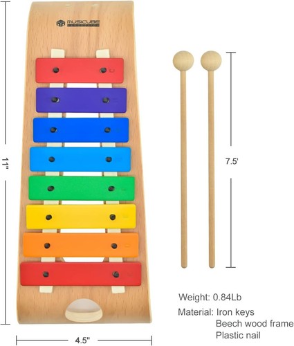 Eco-Friendly Kids Xylophone Musical Instrument Toy with Wooden Mallets - 第 5/7 張圖片