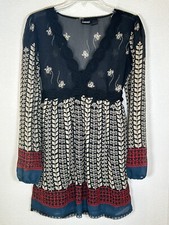 VTG 90s Fredericks of Hollywood Boho Cottagecore Chiffon Dress Size 6 Tie Back