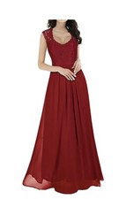 Miusol Women's Casual Deep- V Neck Sleeveless Vintage Wedding Maxi Dress
