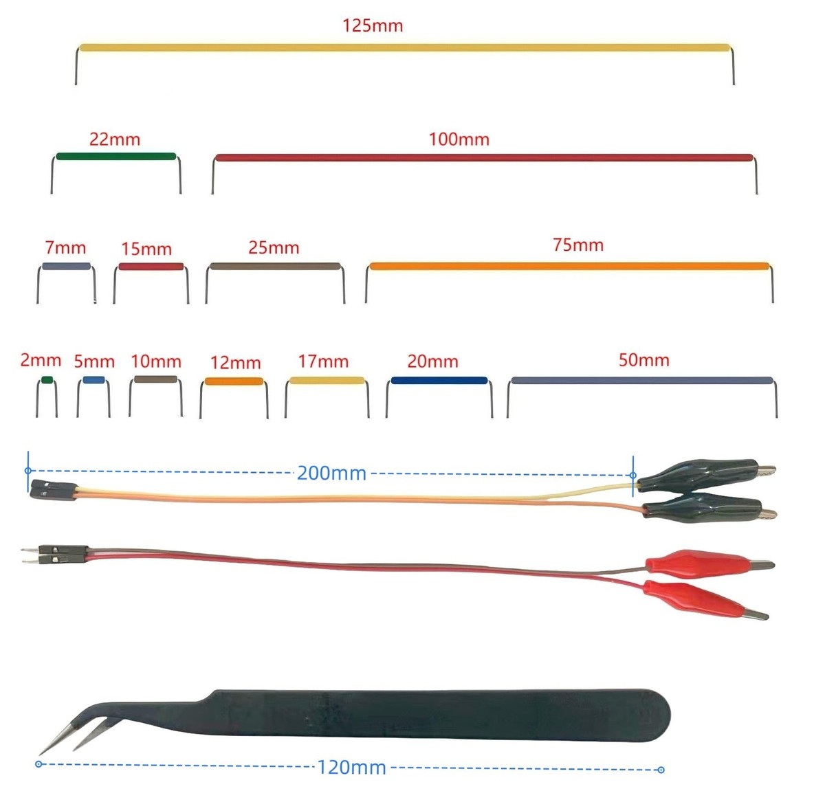 Breadboard Jumper Wire Kit – 840 Vorgeformte Kabel, 14 Längen | U-Form, Männlich-männlich | Für Elektronik Prototyping & Experimente
