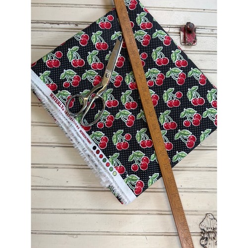 Fabric OOP Waverly Inspirations Retro Cherries Polka Dot Cotton 28” X 43” Wide - Picture 3 of 6