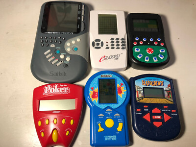 6 Handheld Video Electronic Games Lot Hangman Sorry Bridge Poker Sudoku TESTED