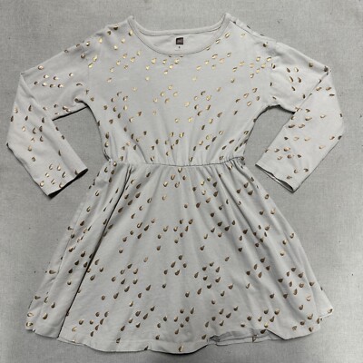 Tea Collection Girls Size 6 Light Brown Gold Accents Dress Shirt