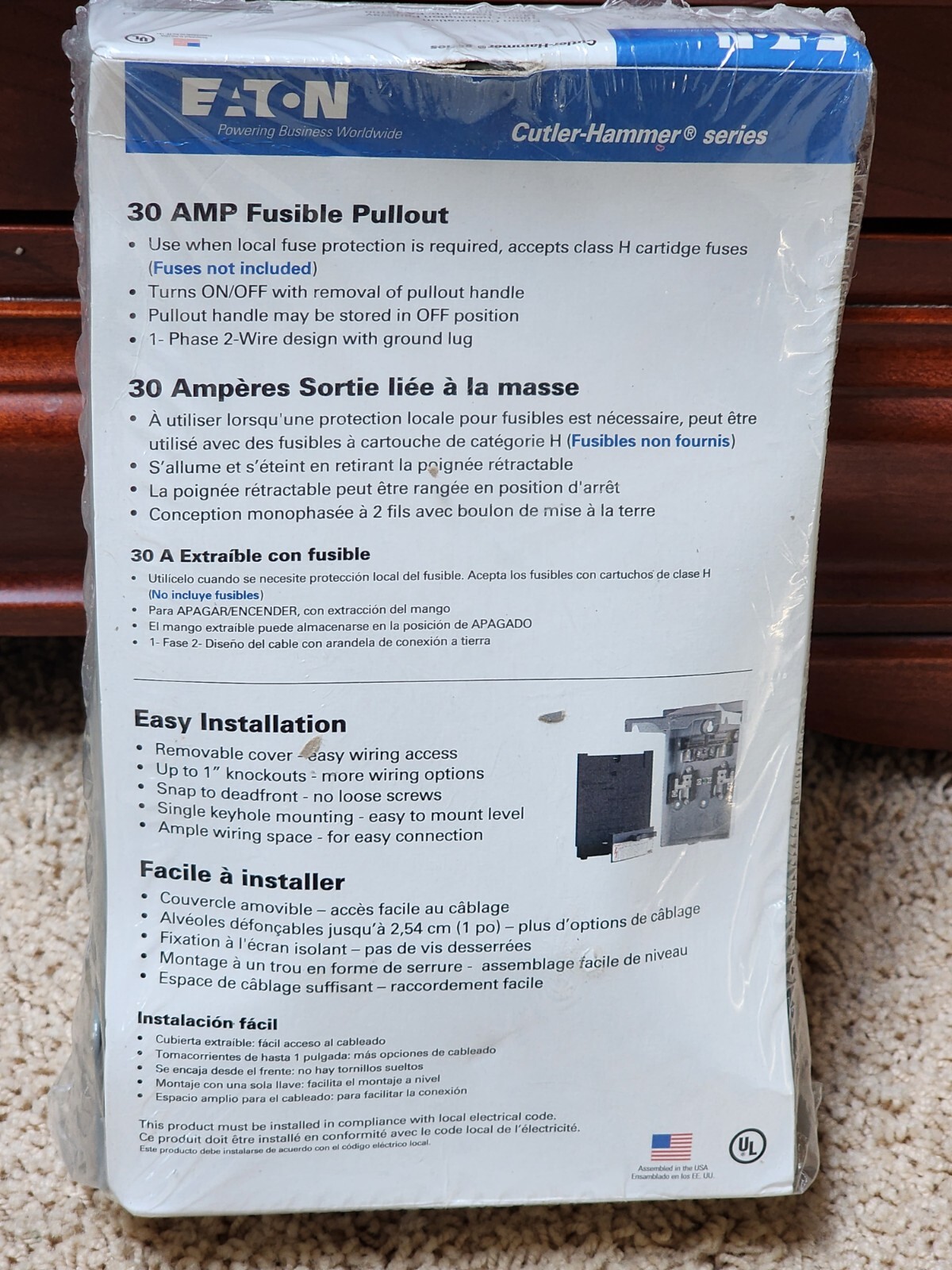 EATON DPF221RP 30A Fusible Pullout AIR CONDITIONer DISCONNECT Outdoor