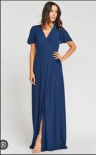 SHOW ME YOUR MUMU Navy Blue Wrap Style Noelle Maxi Dress Sz L