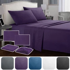 Set (4 Pcs) Bed Sheet 1 Flat Sheet 1 Fitted Sheet 2 Pillow Cases Set Bedding⇓