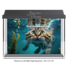 Cute Brown Light Cat Polyester Fish Tank Glass Backdrop Aquarium Background