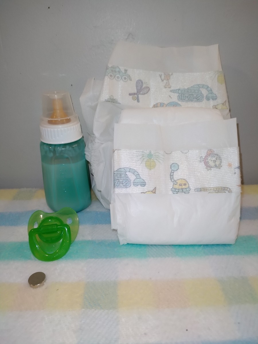 Vintage Reborn Faux Fake Formula baby Gerber bottle nurser Diaper Pacifier