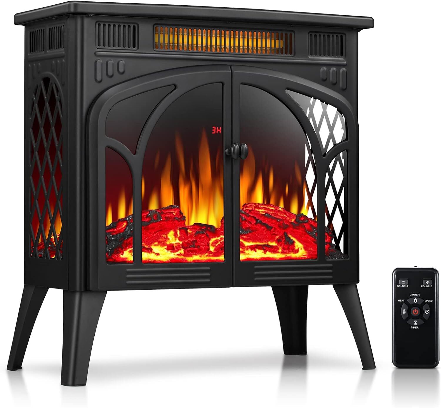 Rintuf Electric Fireplace Heater, 1500W 24'' Fireplace-S230, Black